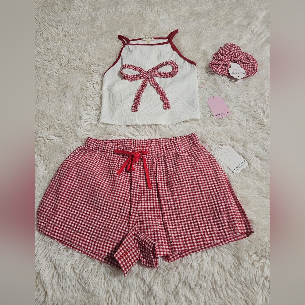 Red and White Gingham Pajama Set - Picture 1 of 8